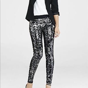 Express silver sequin leggings NWT